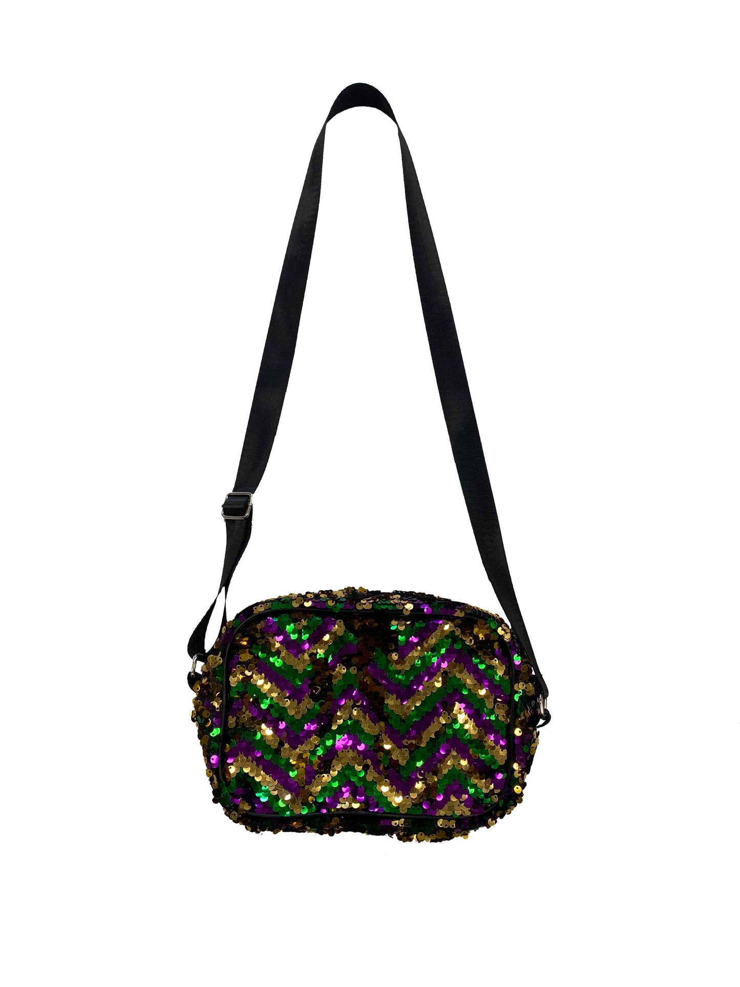 Chevron Crossbody Sequin Purple, Green, Gold