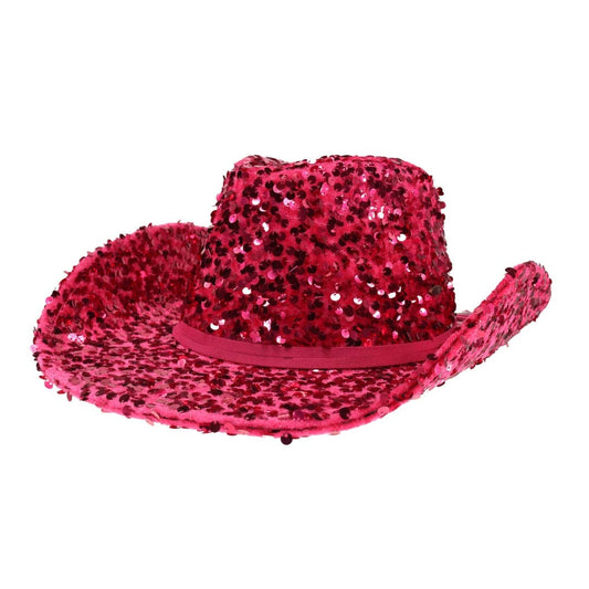 NashVegas Sequin Cowboy Hat VCC0071: Hot Pink