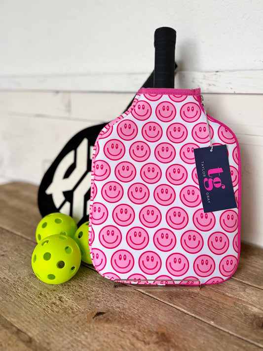 The Happy Pink Pickleball Paddle Cover - Final Sale