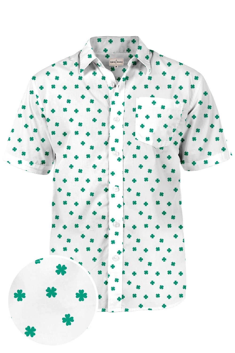 Men's White Clover St. Patrick's Day Hawaiian Shirt