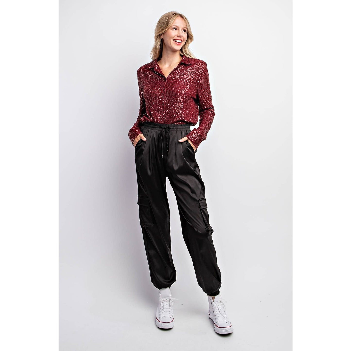 SATIN CARGO JOGGER PANTS